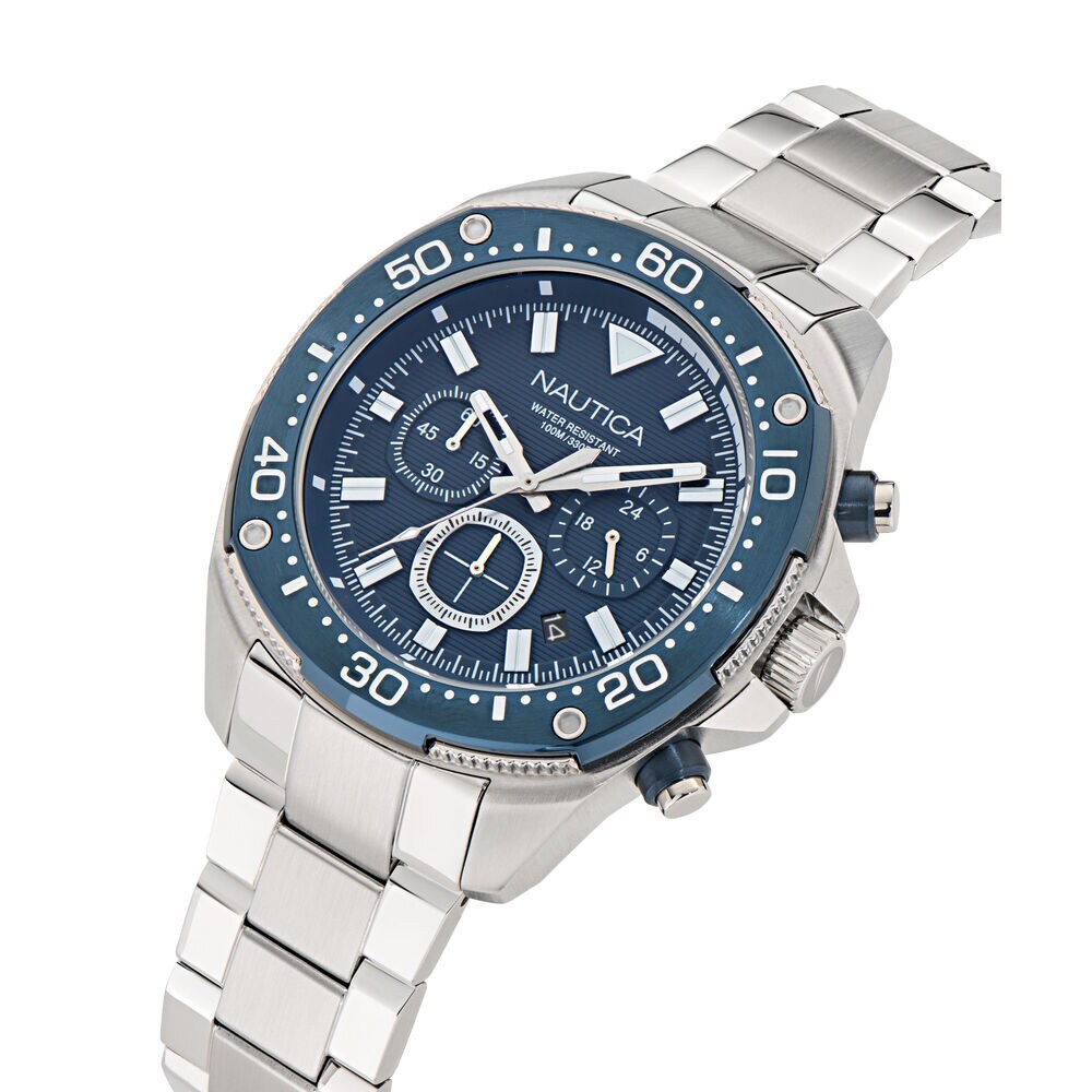 NCT Blue Sail Chronograph Stainless Steel Watch,Moorings Grey Heather,large