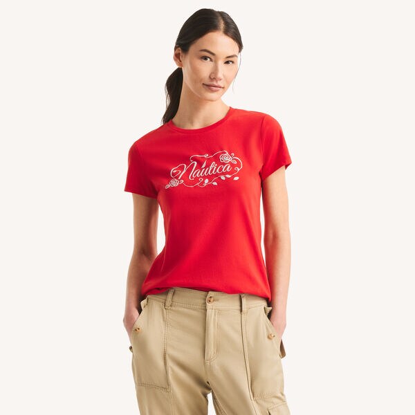 Script Logo Metallic Puff Graphic T-Shirt