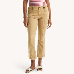 Sateen Mid-Rise Demi Bootcut Pant,Coastal Tan,large