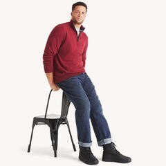 Big & Tall Navtech Quarter-Zip Sweater,Vintage Berry,large