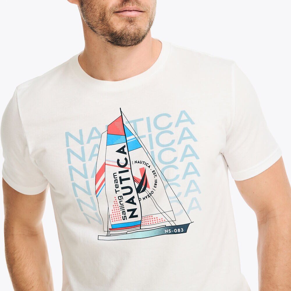 Sustainably Crafted Sailing Team Graphic T-Shirt,Bright White,large