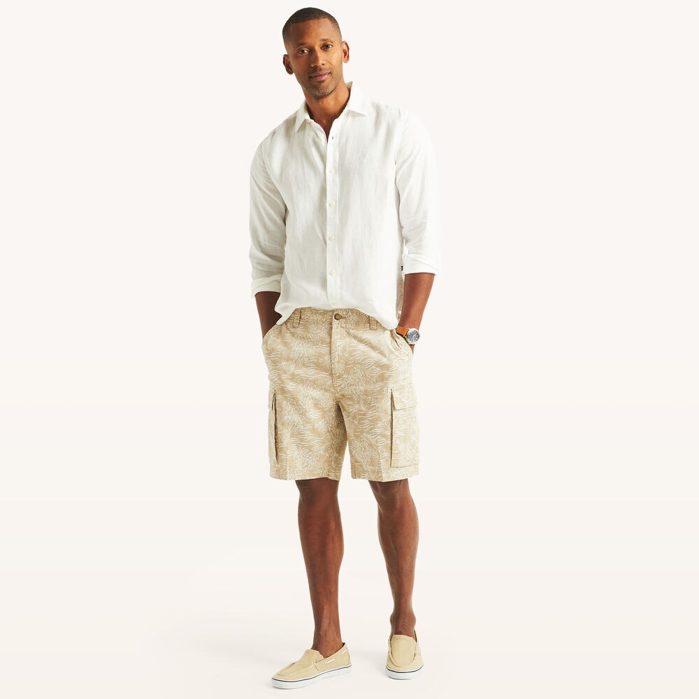 Nautica Jeans Co. 9.5" Printed Cargo Short,Sail White,large
