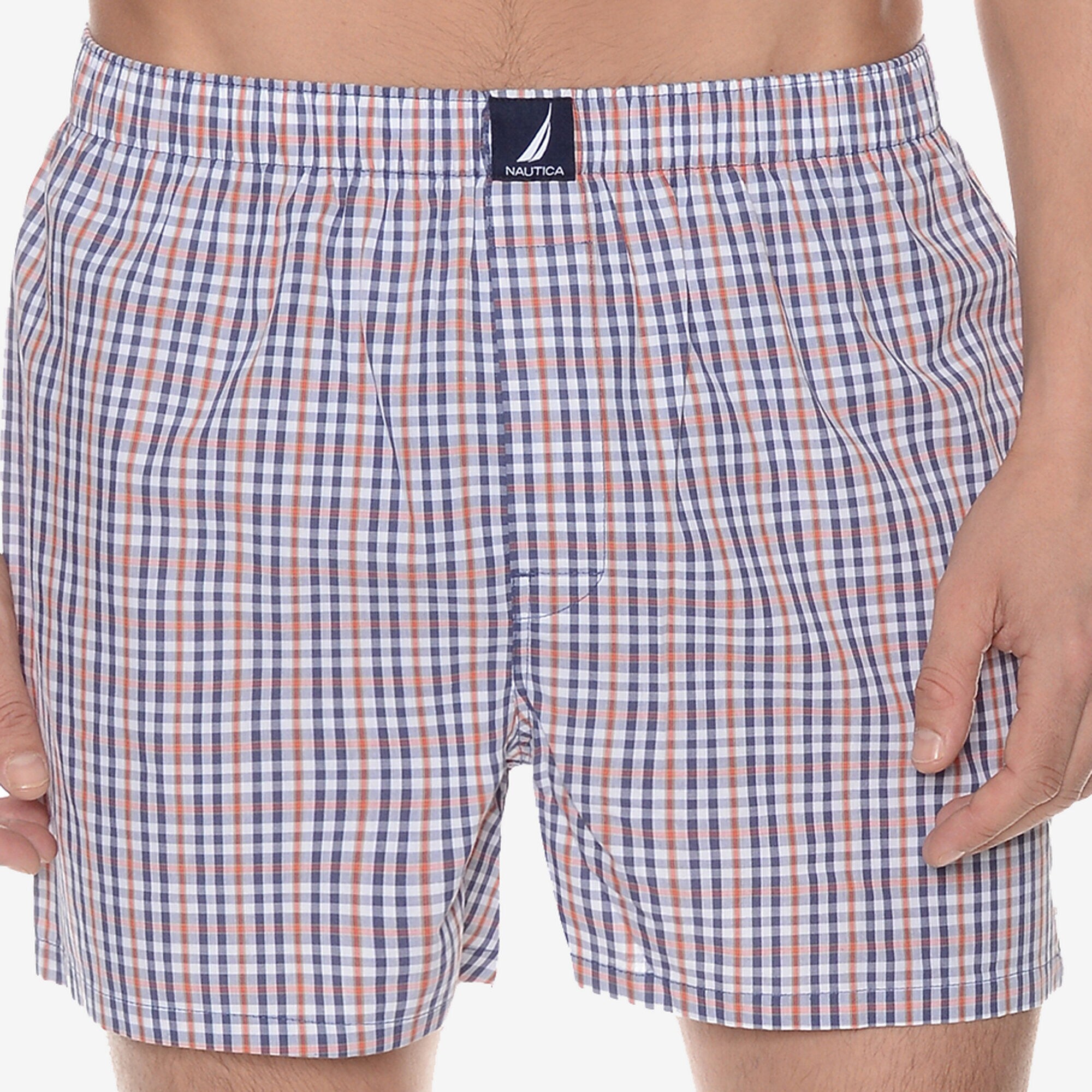 Checkered Woven Boxers,Ice Blue,large