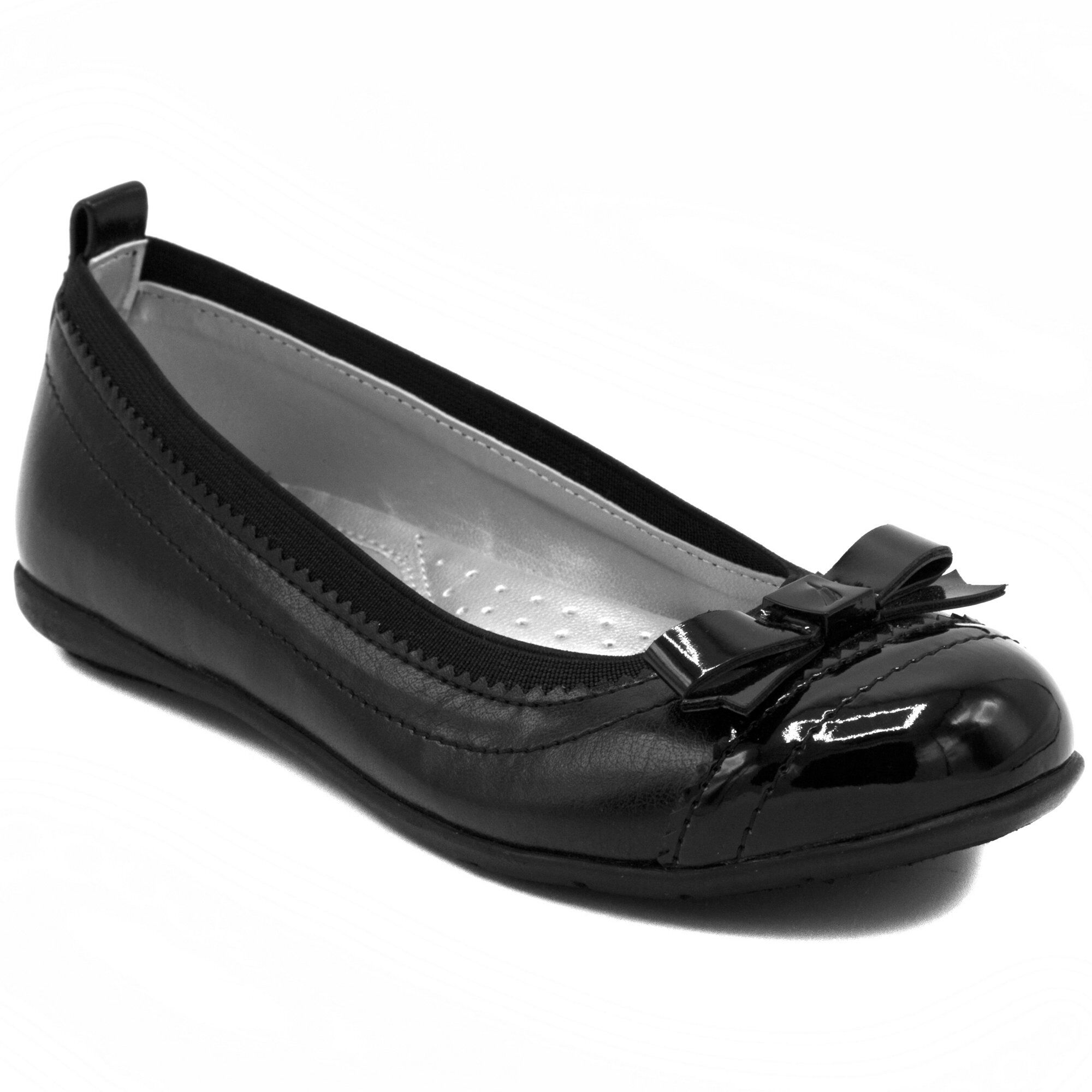 Girls' Lunette Cap Toe Flats,Black,large