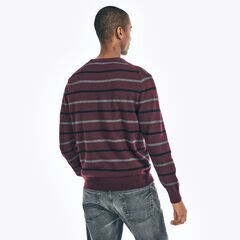 SUSTAINABLY CRAFTED STRIPED SWEATER,Rio Red,large