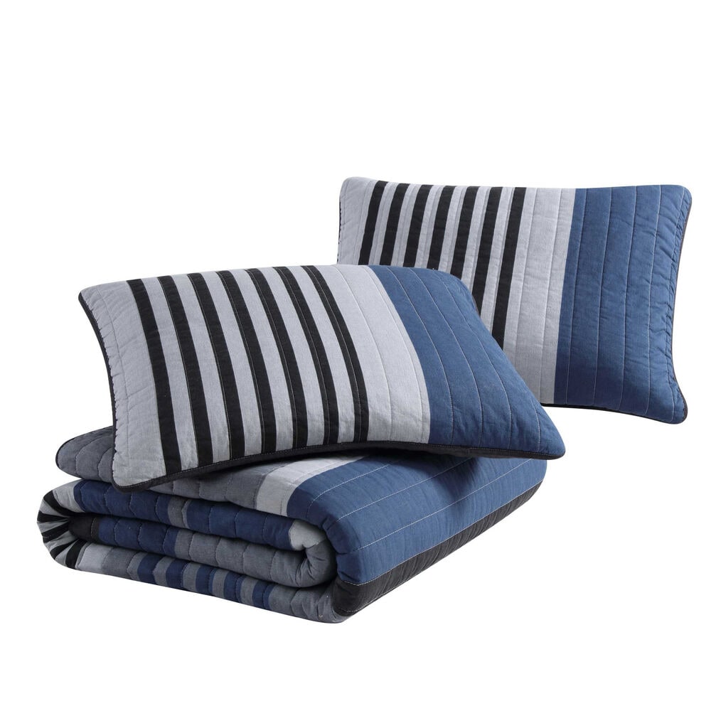 Rendon Charcoal Twin Quilt & Sham Set,Grey Heather,large