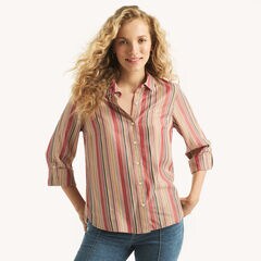 Striped Button-Down Shirt,Rogue Red,large