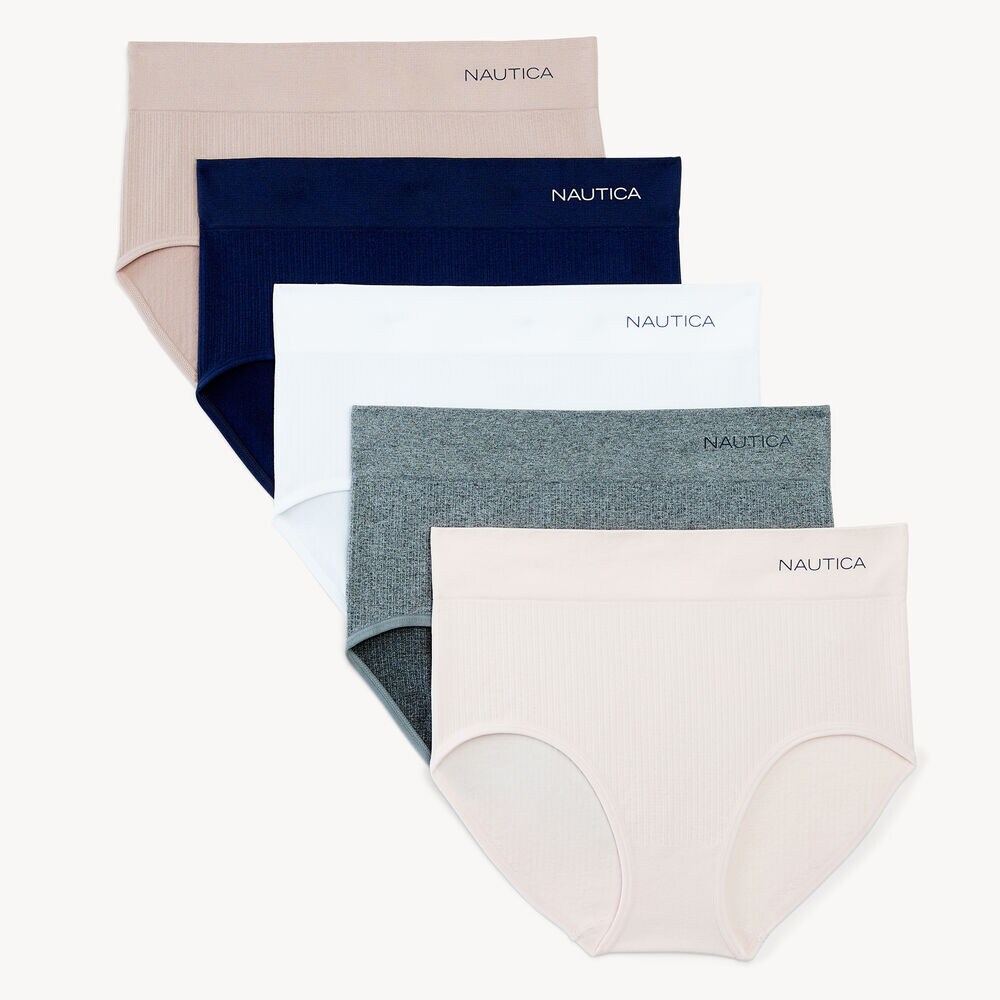 Seamless Ribbed Brief, 5-Pack,Workshirt Blue,large
