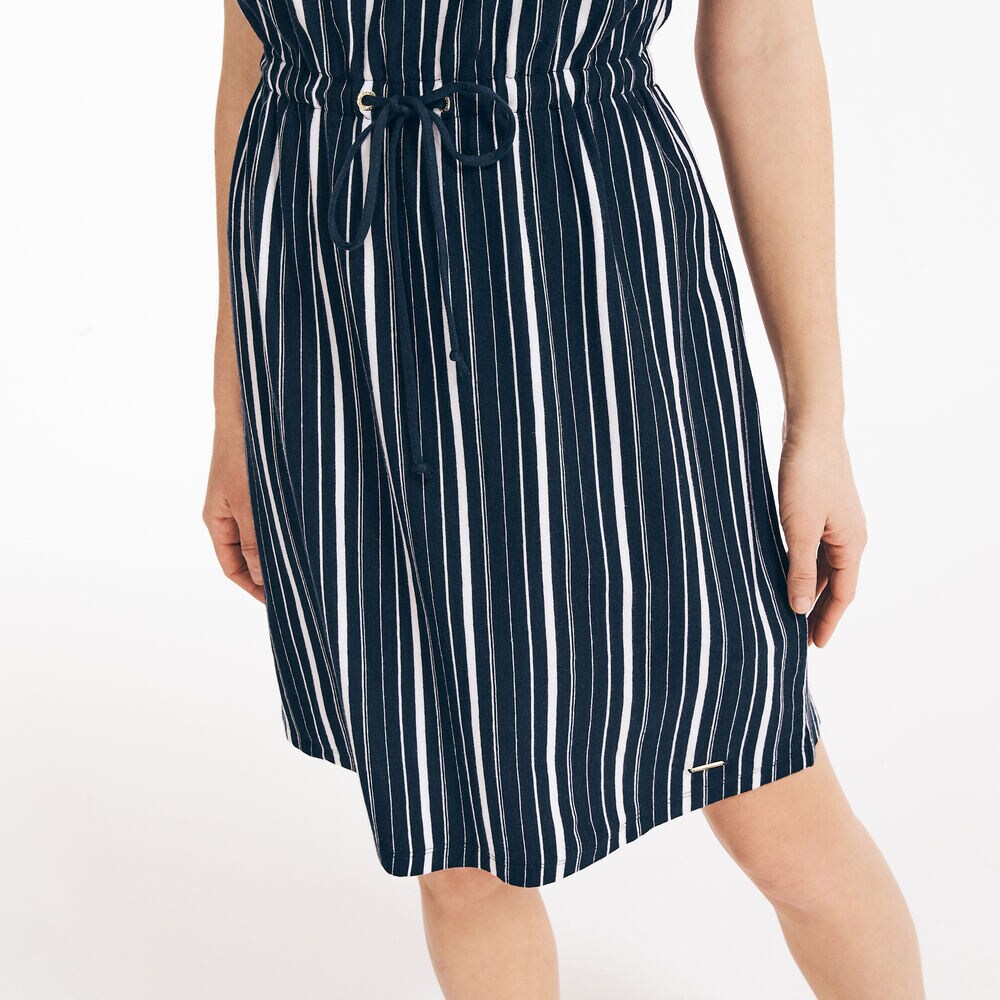 STRIPED OPEN-BACK DRESS,Stellar Blue Heather,large
