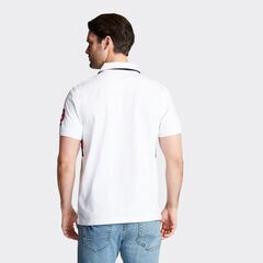 Classic Fit Jersey Polo in Flag Appliqué,Bright White,large