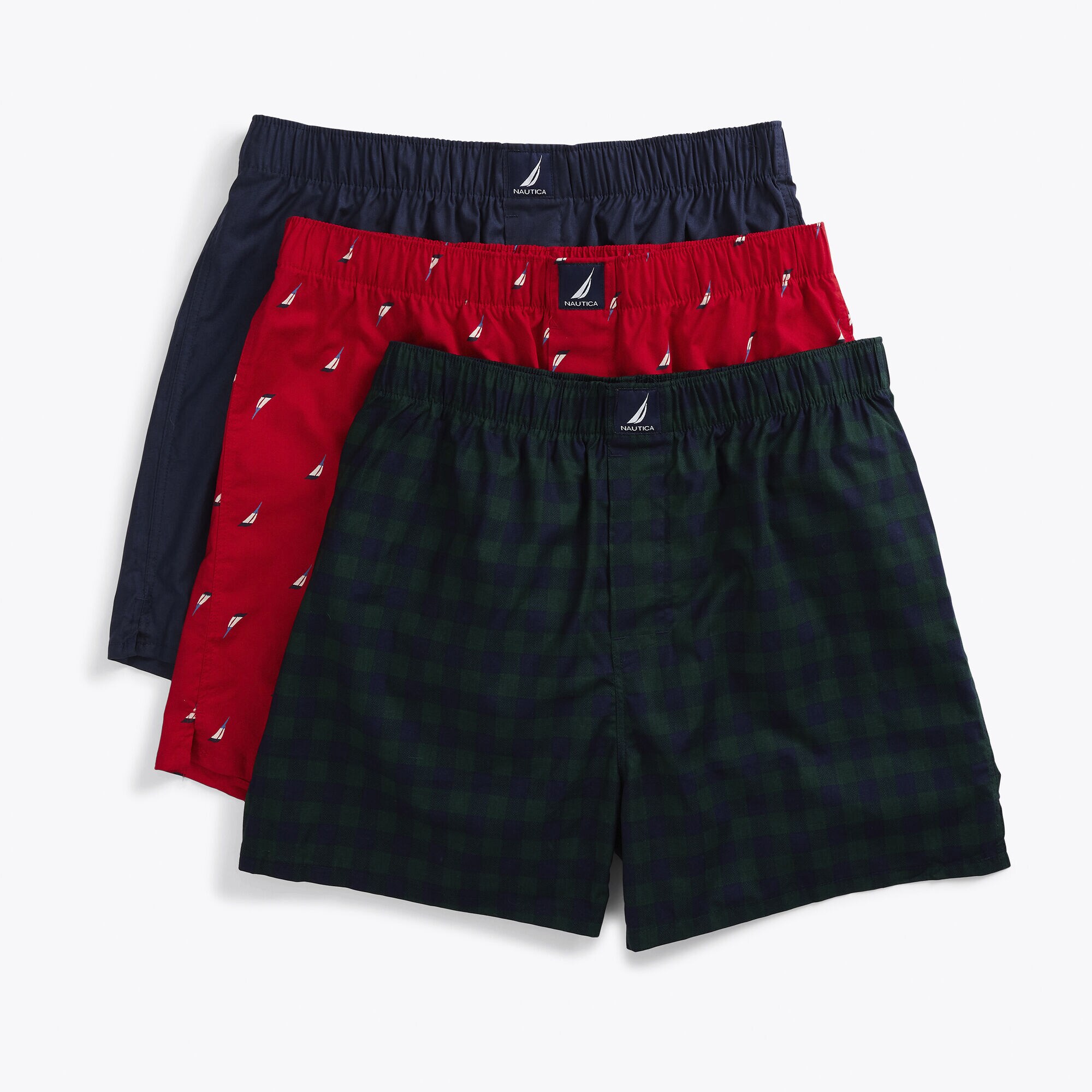 BUFFALO PLAID COTTON BOXERS, 3-PACK,Capri Blue,large