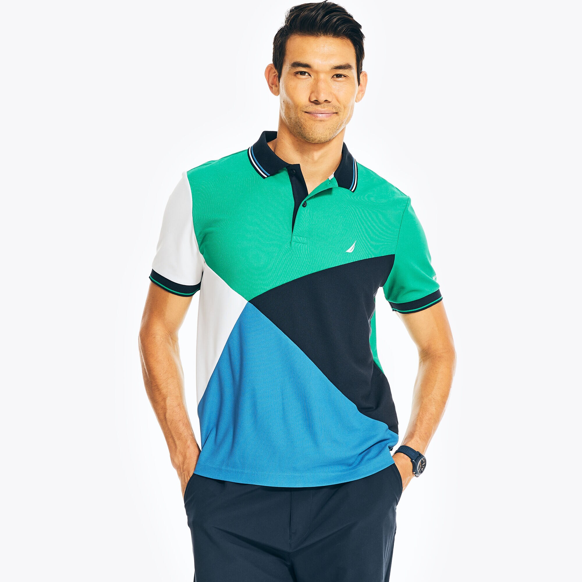 NAVTECH SUSTAINABLY CRAFTED CLASSIC FIT COLORBLOCK POLO,Vibe Green,large