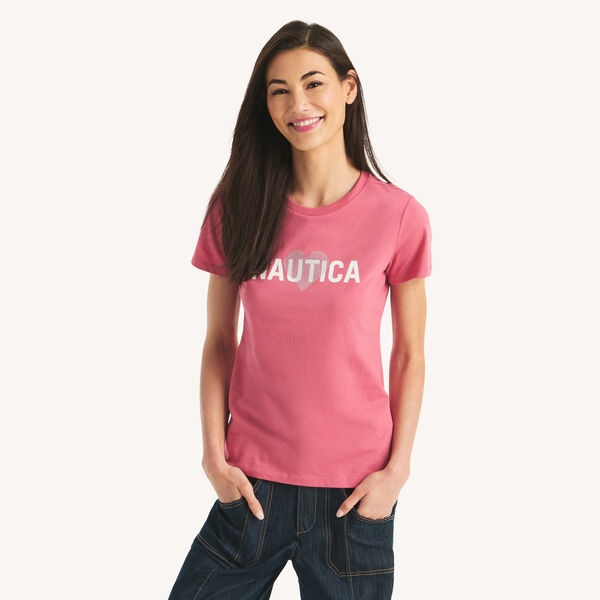 Rhinestone Heart Logo Graphic T-Shirt