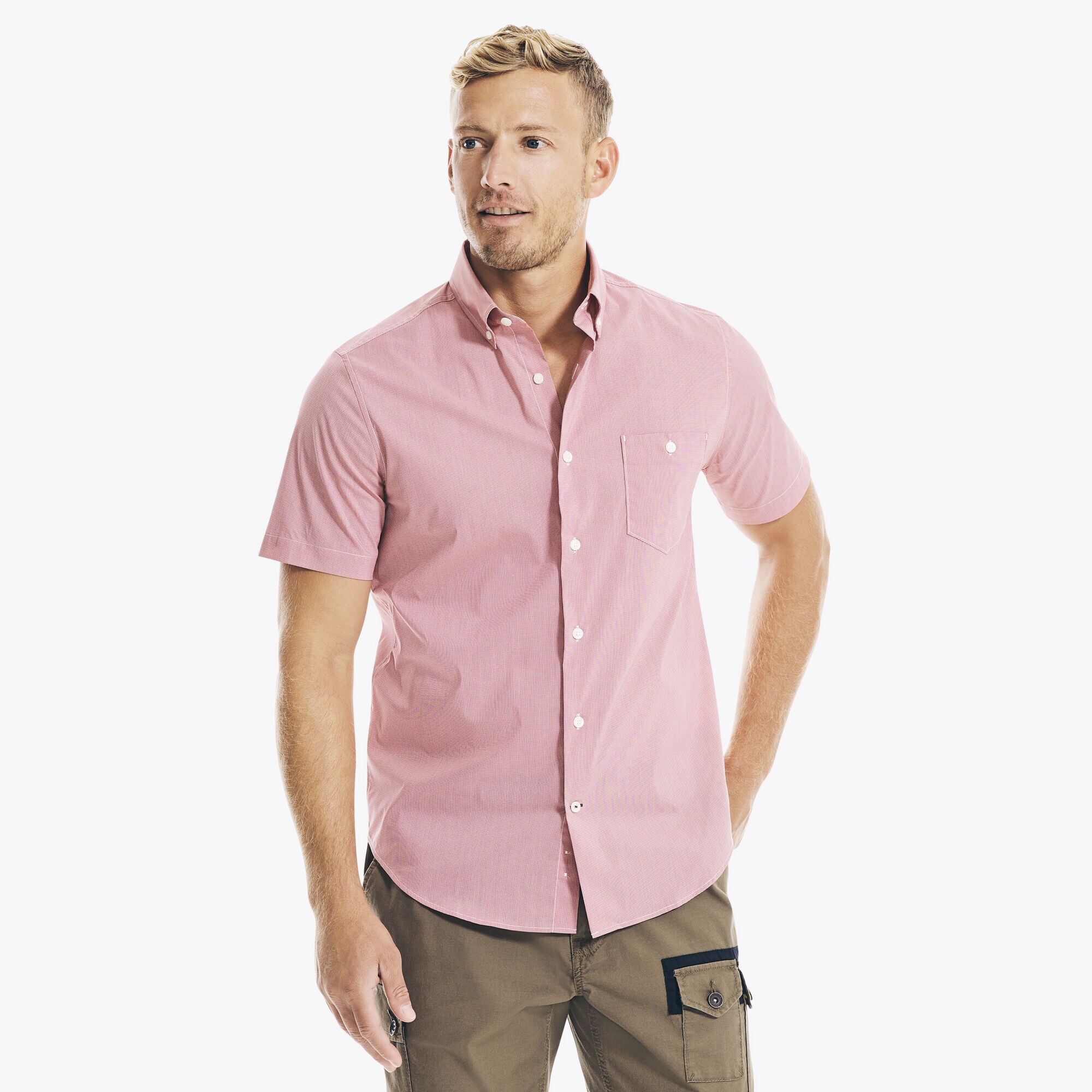 NAVTECH SOLID SHORT-SLEEVE SHIRT,Melonberry,large