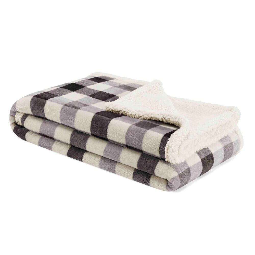 Gratton Ultra-Soft Plush Throw Blanket in Charcoal Plaid,Charcoal Heather,large