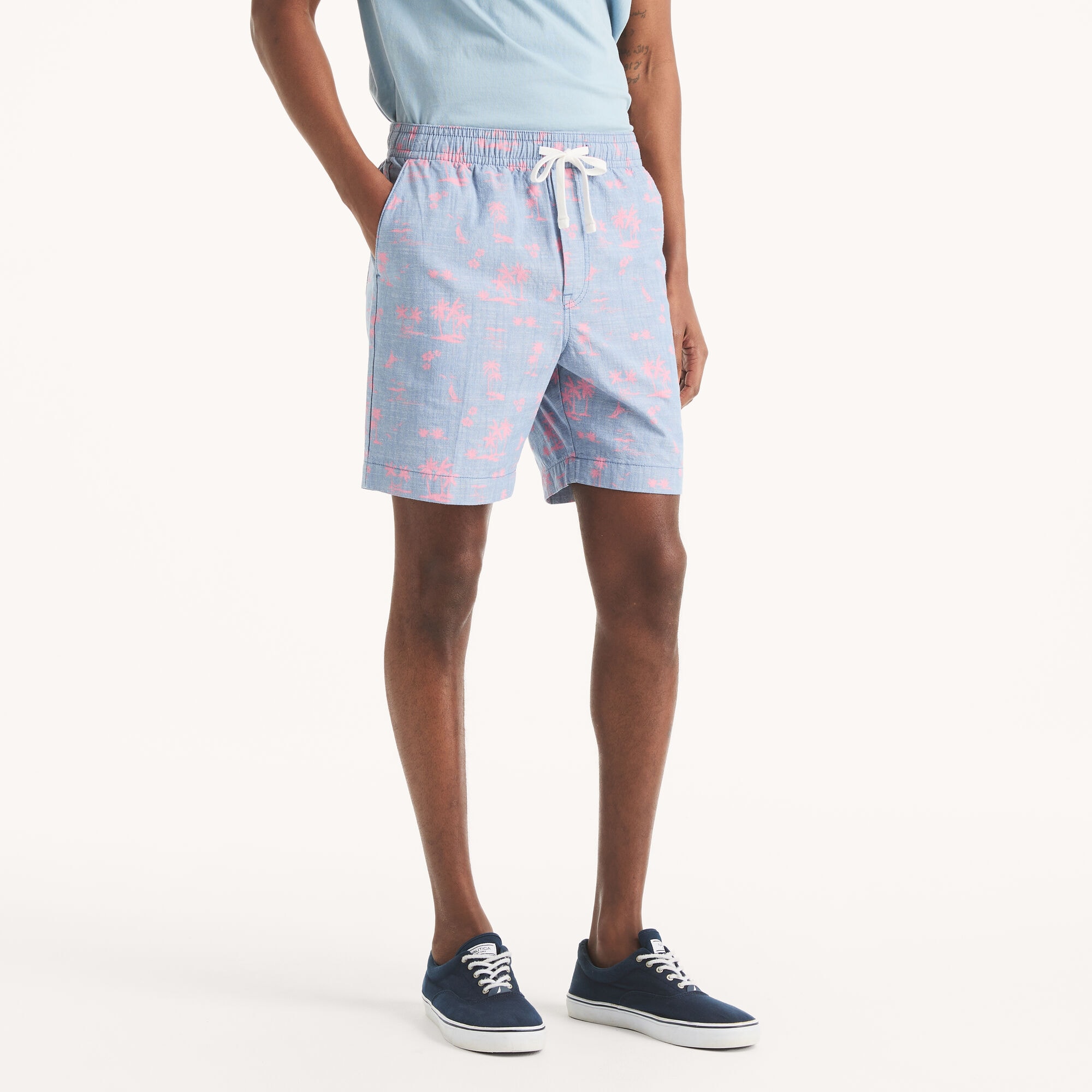 7" Printed Chambray Short,Star Sapphire,large