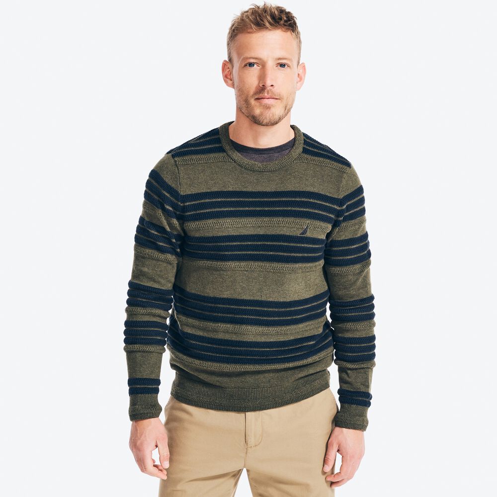 TEXTURED STRIPED SWEATER,Dark Hunter,large