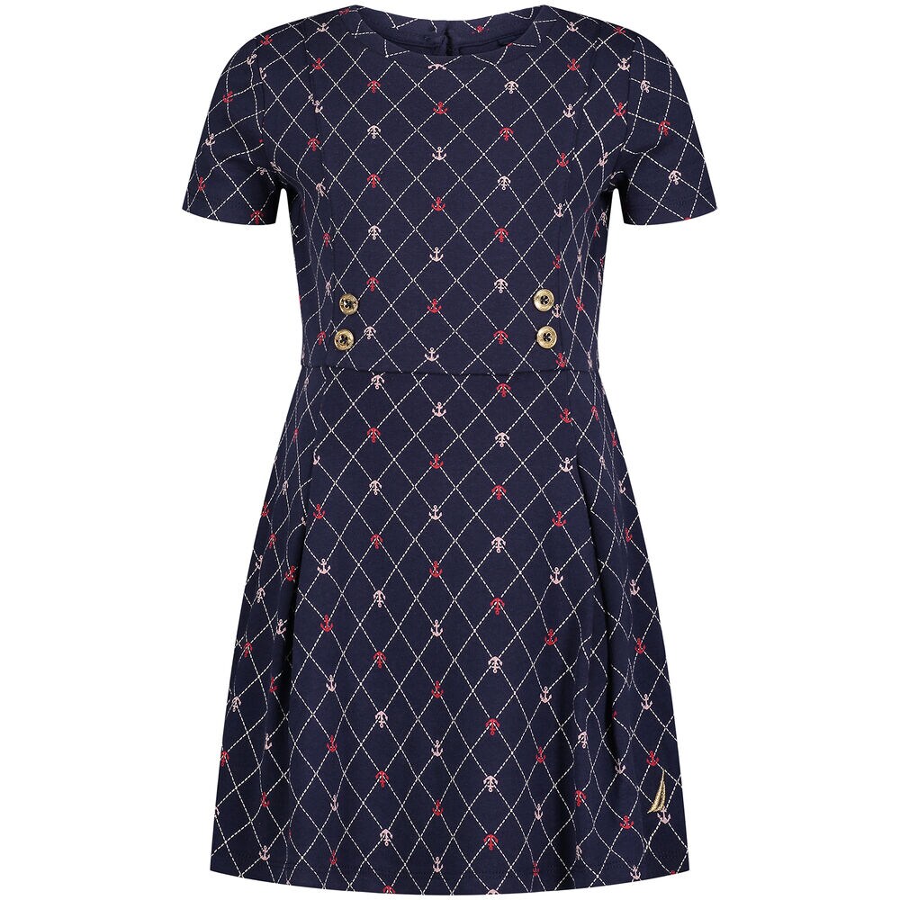 Little Girls’ Anchor Print Dress (4-6X),Navy,large