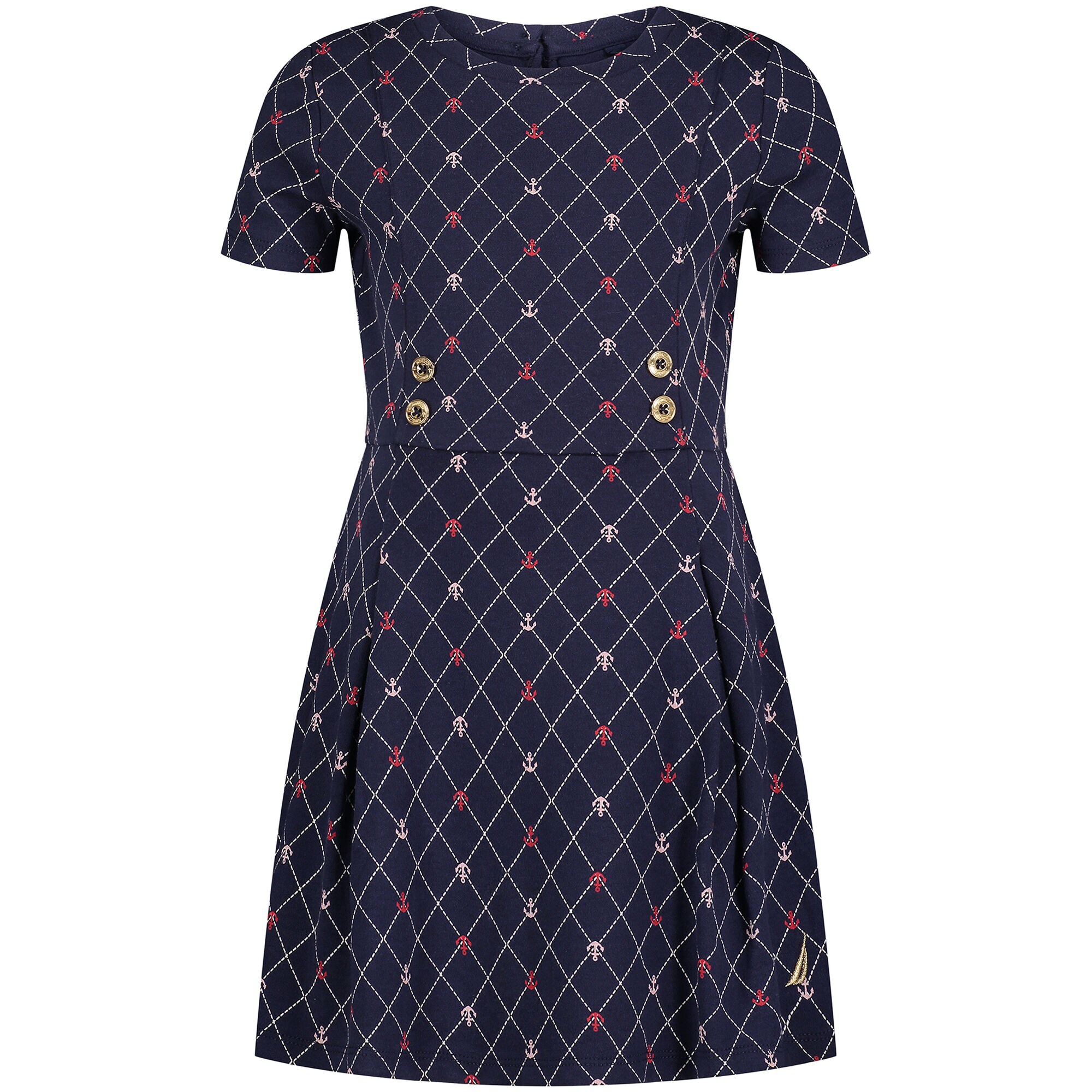 Little Girls’ Anchor Print Dress (4-6X),Navy,large