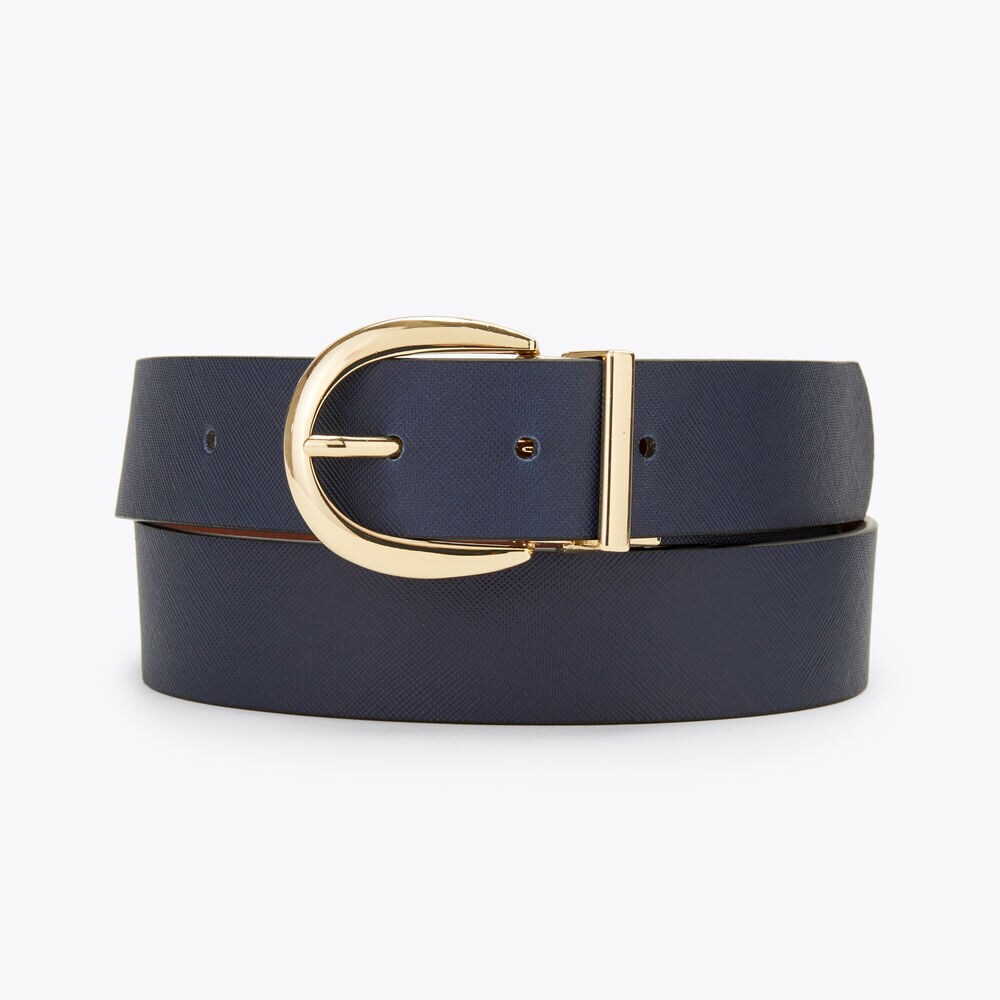 Reversible Leather Belt,Charcoal Blue Heather,large