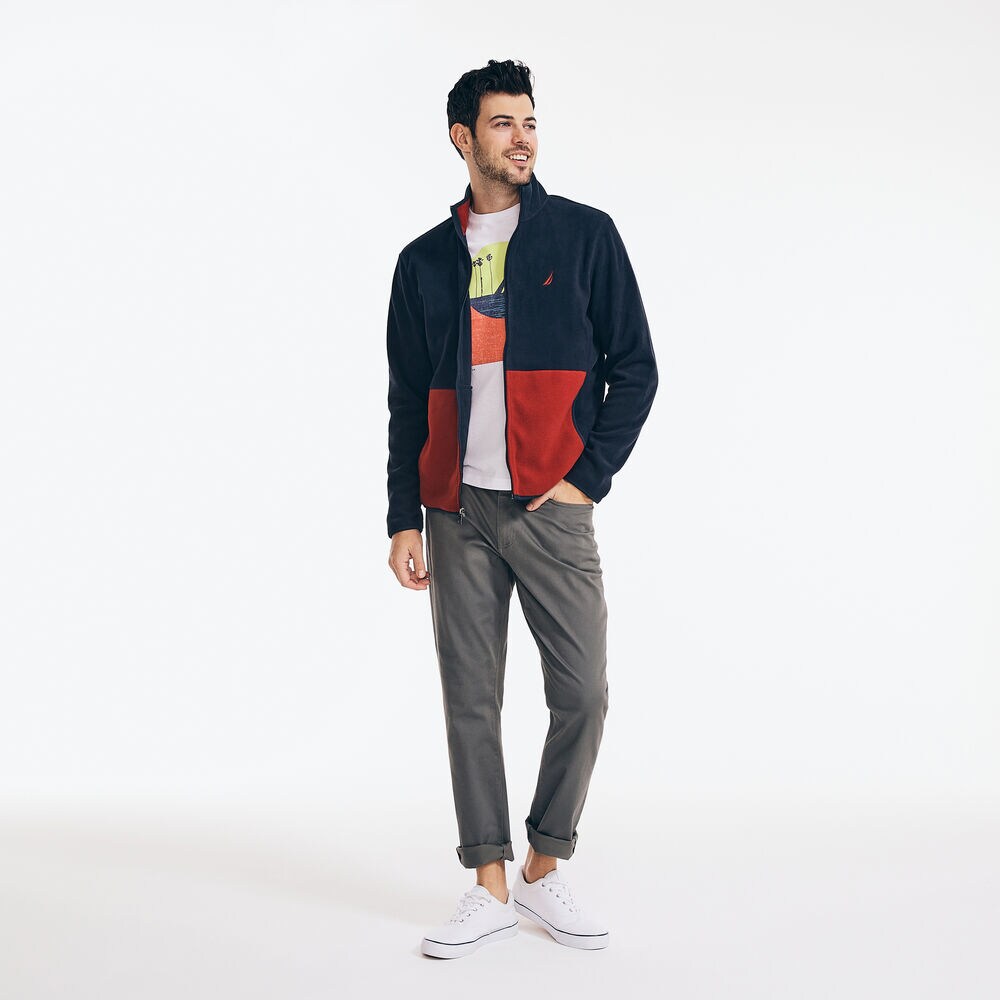 NAUTEX COLORBLOCK FULL-ZIP FLEECE,Navy,large