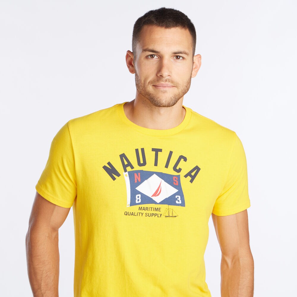 MARITIME QUALITY SUPPLY FLAG GRAPHIC T-SHIRT,Lemon Chrome,large