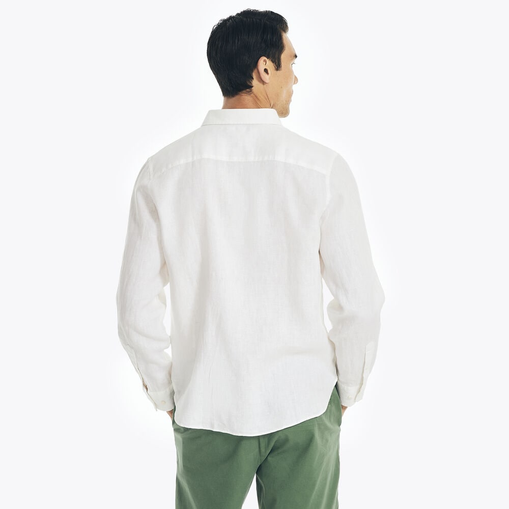 Solid Linen Shirt,Bright White,large