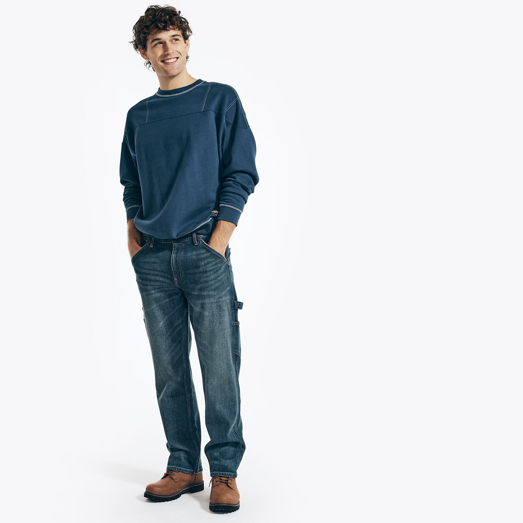 NAUTICA JEANS CO. RELAXED FIT CARPENTER DENIM,Blue Mirage,large