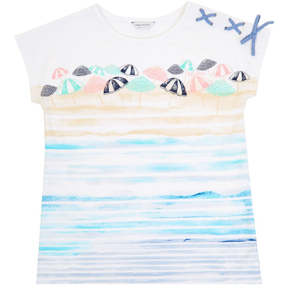 Girls' Beach Umbrella Tee (8-16) ,Sail White,large