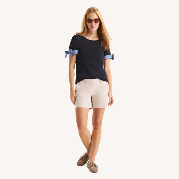 Chambray Tie-Sleeve Top