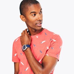 Sustainably Crafted Printed Crewneck T-Shirt,Dark Coral Cape,large