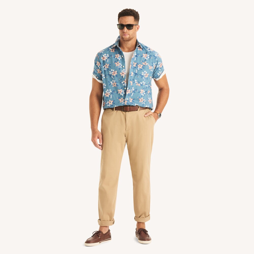 Big & Tall Printed Short-Sleeve Shirt,Blue Stern,large