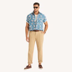 Big & Tall Printed Short-Sleeve Shirt,Blue Stern,large