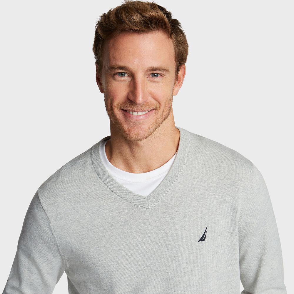 BIG & TALL V-NECK NAVTECH SWEATER,Grey Heather,large