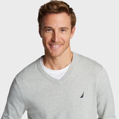 BIG & TALL V-NECK NAVTECH SWEATER,Grey Heather,large