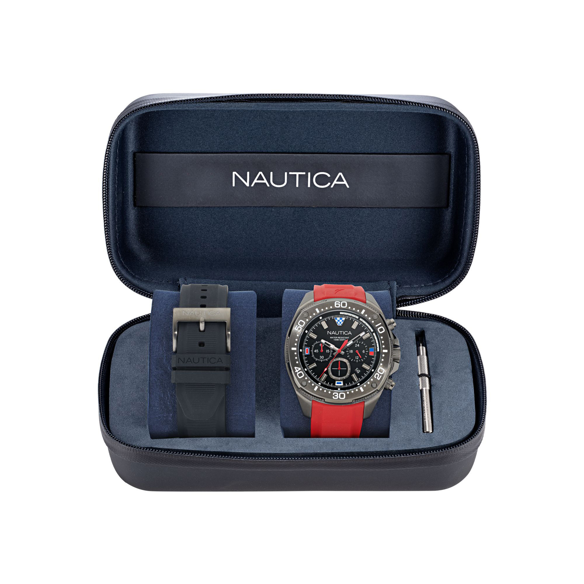 Nautica Orologio Cronografo Uomo NAPBSF407 - Cassa In Acciaio Riciclato 46mm, Quadrante Blu Luminoso, Impermeabile 100m
