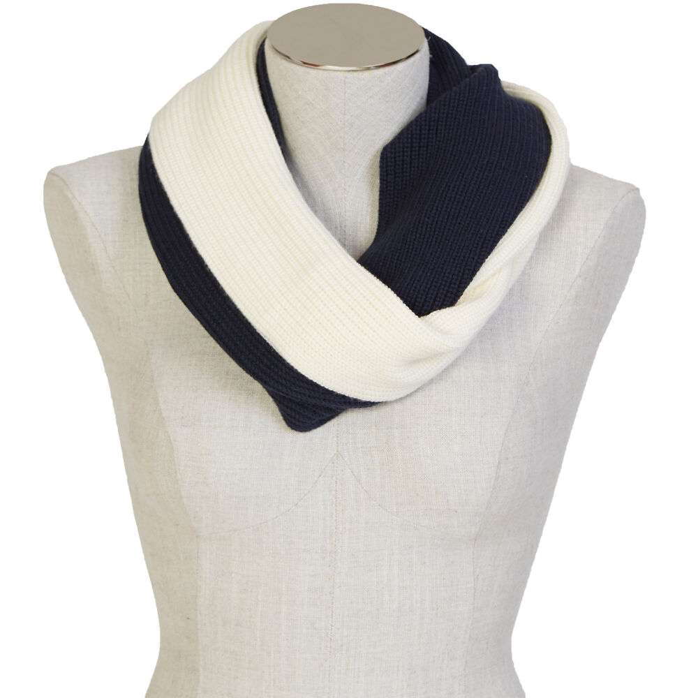 Color Block Infinity Scarf,White Cap,large