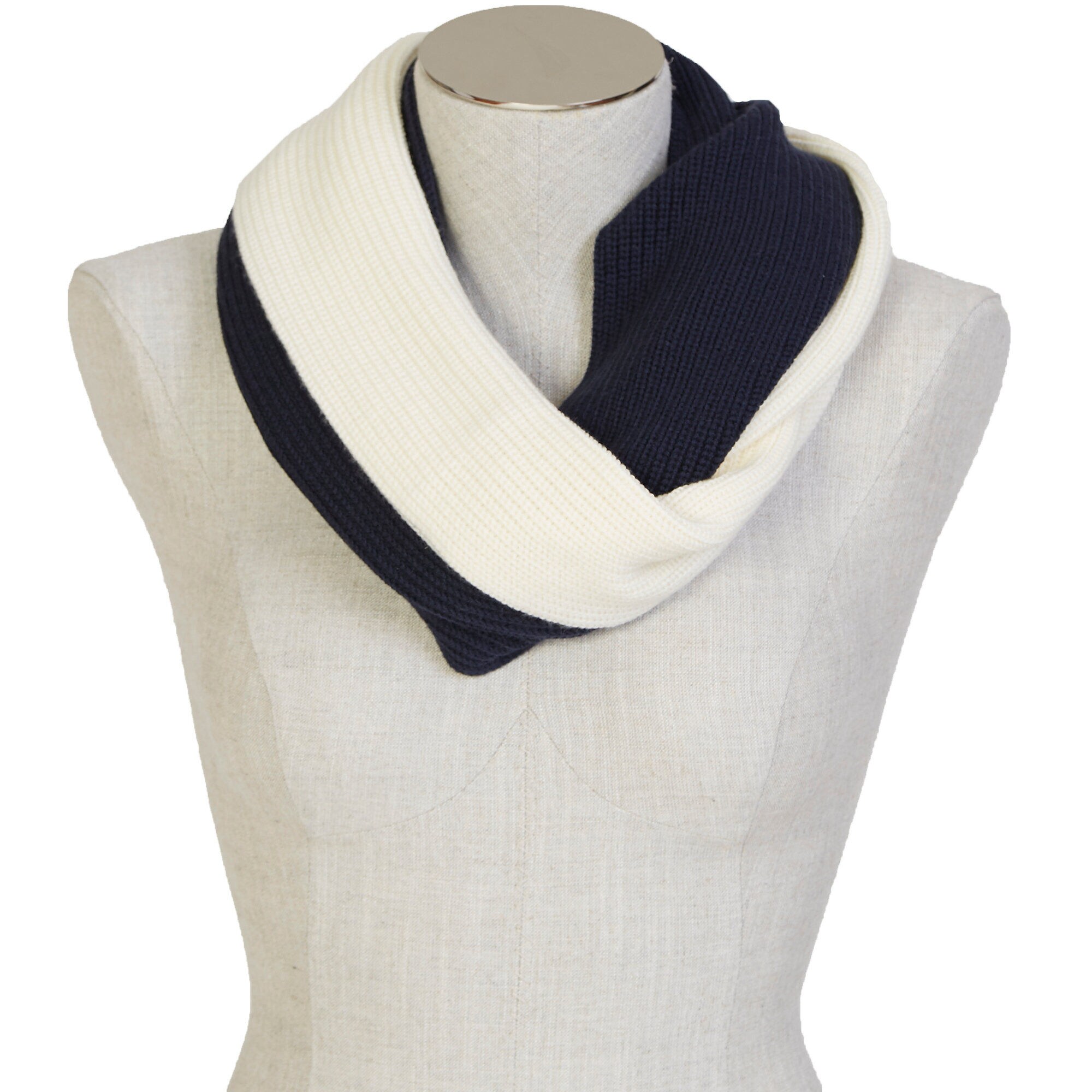 Color Block Infinity Scarf,White Cap,large