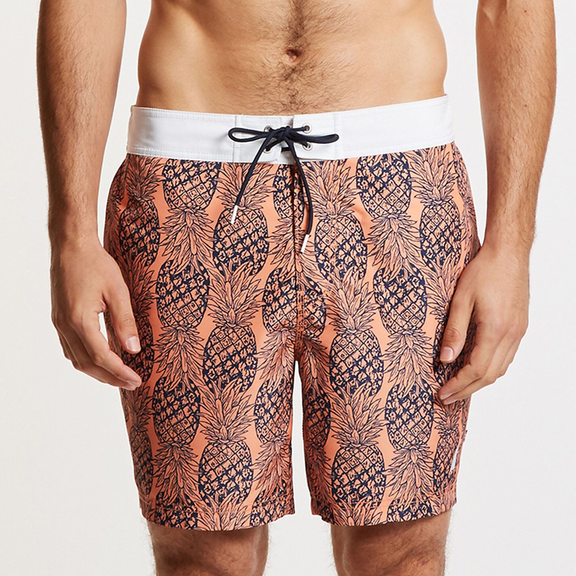 8" SWIM TRUNK IN PINEAPPLE PRINT,Orange2,large