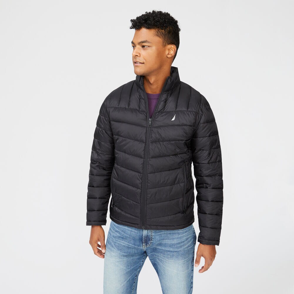 QUILTED BRAND ICON RIPSTOP JACKET,True Black,large