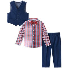 TODDLER BOYS' NAUTICA TONAL WINDOWPANE VEST SET (2T - 4T),Sapphire/Pitch Yellow,large