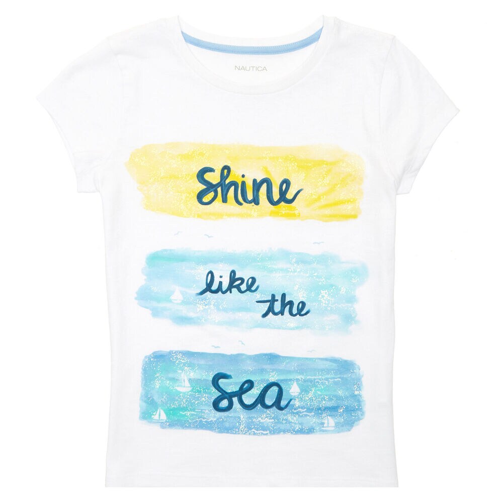 Girls' Shine Like The Sea Tee (8-16),Sail White,large