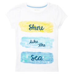 Girls' Shine Like The Sea Tee (8-16),Sail White,large
