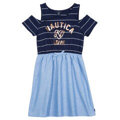 Girls' Love Chambray Bottom Dress,Navy,large