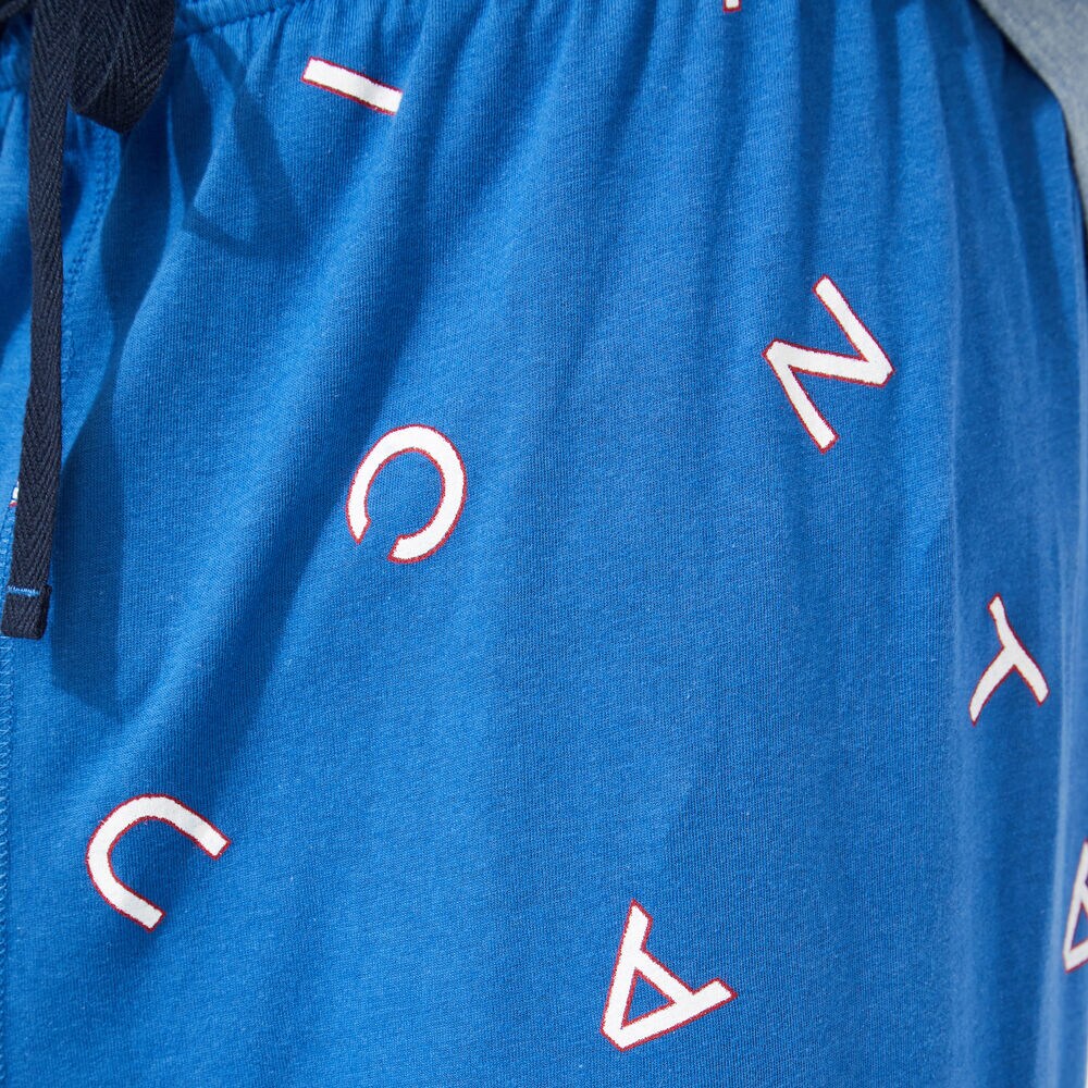 SLIM FIT NAUTICA LOGO LONG SLEEVE AND KNIT PANTS PAJAMA SET,Anchor Blue Heather,large