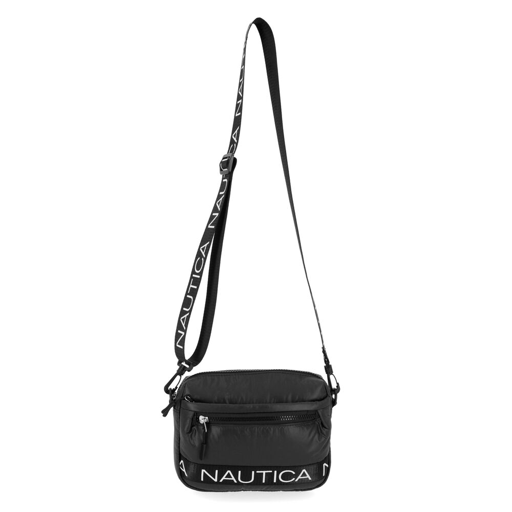 LOGO NYLON PUFFER BAG,Black,large