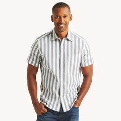 Nautica Jeans Co. Striped Short-Sleeve Shirt,Sail White,large
