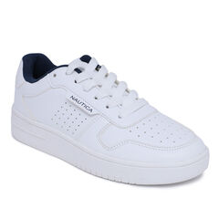 Boys' Logo Lace-Up Sneaker,Antique White Wash,large