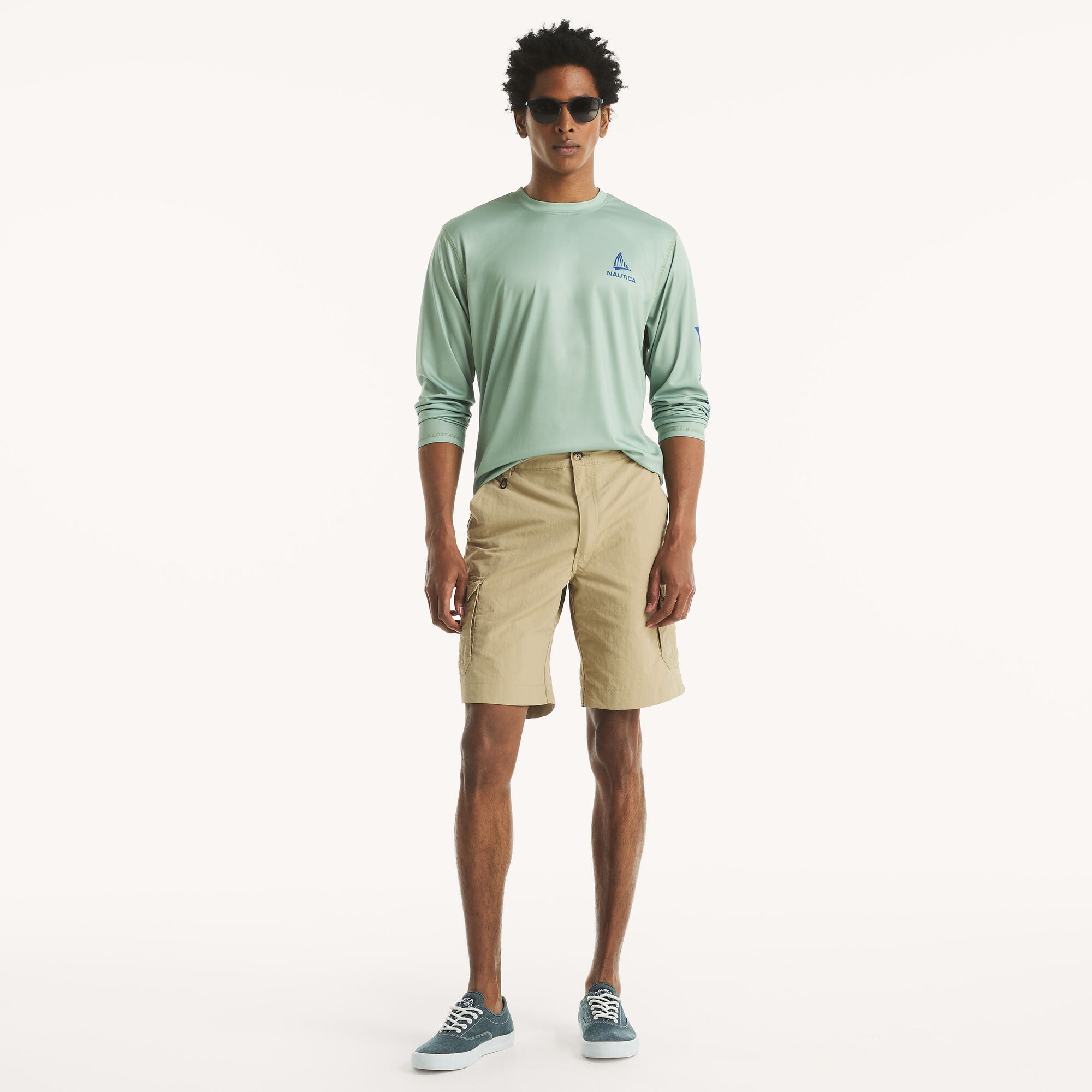 Nautica OTF 10" Cargo Short,Dark Brown Heather,large