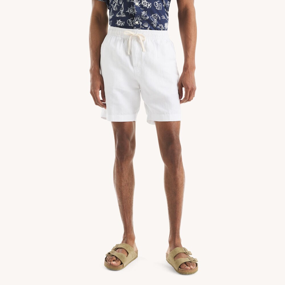 7" Yarn-Dyed Linen Short,Bright White,large